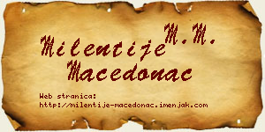 Milentije Macedonac vizit kartica